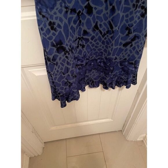 DUNIA Y2K Blue Animal Print Wrap Dress 3/4 Sleeve - Rayon & Lycra Blend - Women' - Picture 4 of 14